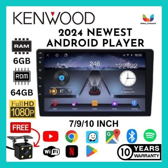 WAPRA [6 +64 ] KENWOOD 2025 NEWEST ANDROID PLAYER "9"10 INCH QUAD CORE CAR MULTIMEDIA MP5 PLAYER
