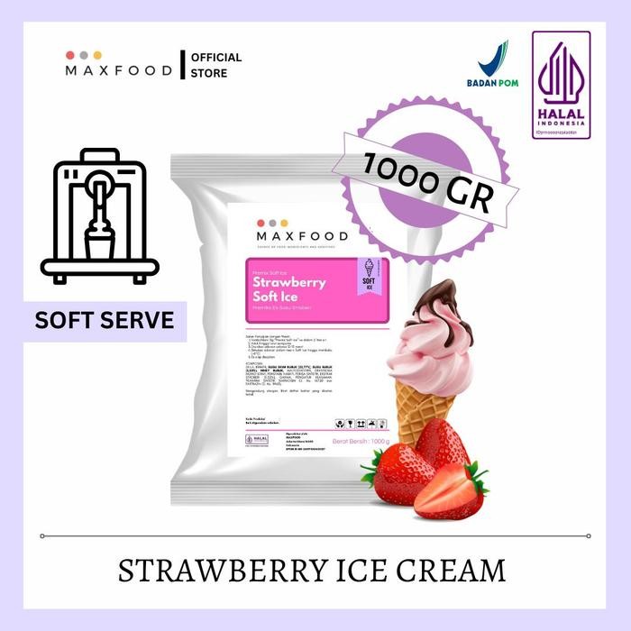 

OR6T Maxfood - 1 Kg Strawberry Soft Serve Ice Cream / Es Krim Rasa Stroberi