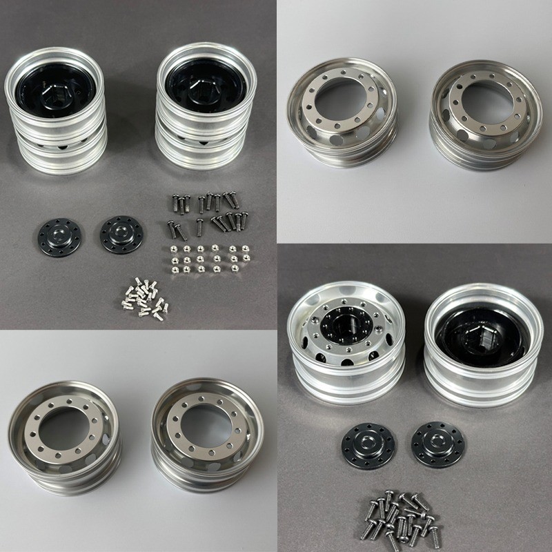 tokocikiniii 1 Pair Metal Forward Wheel Hub for 1/14 Tamiya RC Truck Trailer Scania 770S MAN Benz Vo