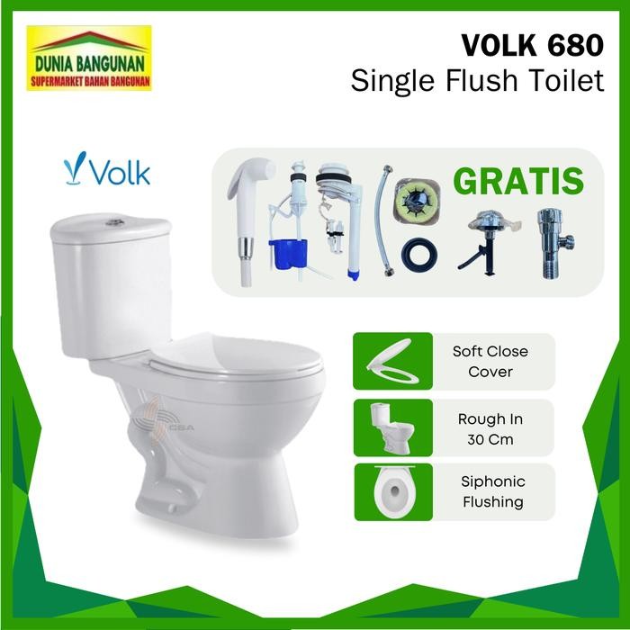 Closet Duduk Volk 680 Two Piece Toilet Free Jet Washer Kloset Duduk Volk Toilet