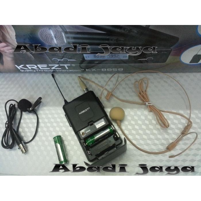 Laris Mic Wireless Krezt Kx 8858 ( Heasedt+Clip On) Termurah