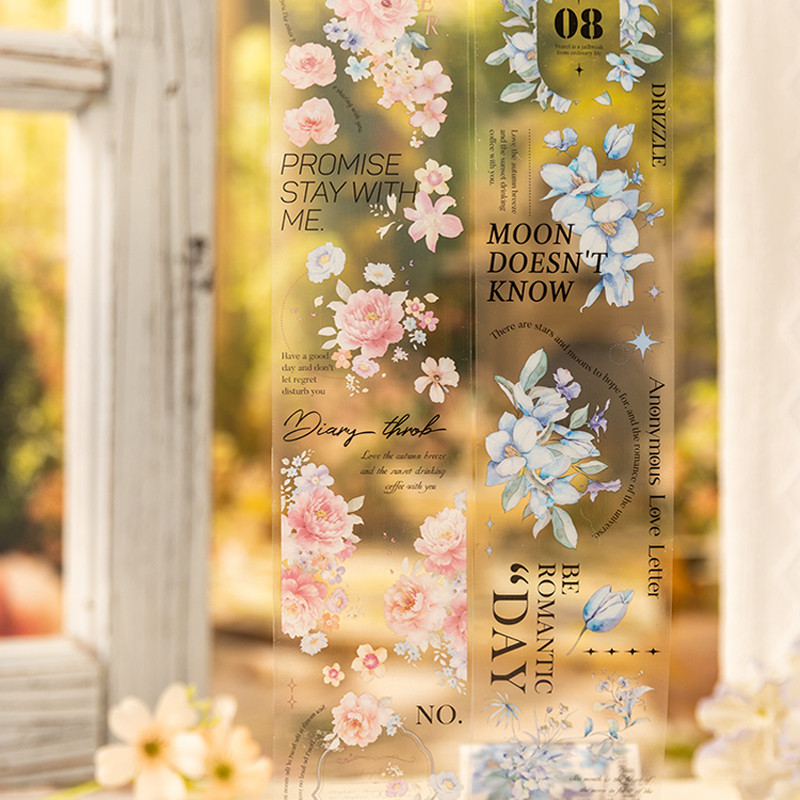 

6Style 1Roll/bag Floral Landscaping PET Waterproof Tape DIY Album Scrapbook Phone Case