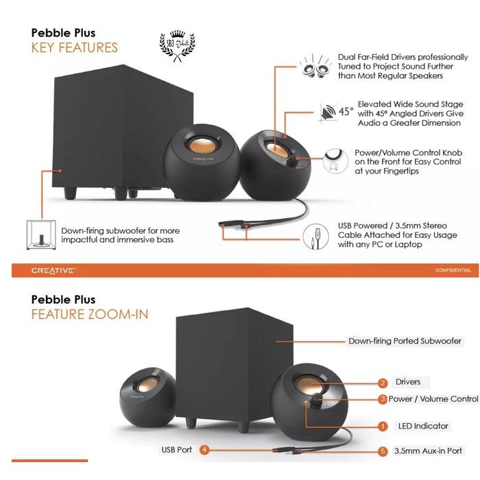 Creative Pebble Plus 2.1 USB Powered Desktop Speaker Far Field Driver