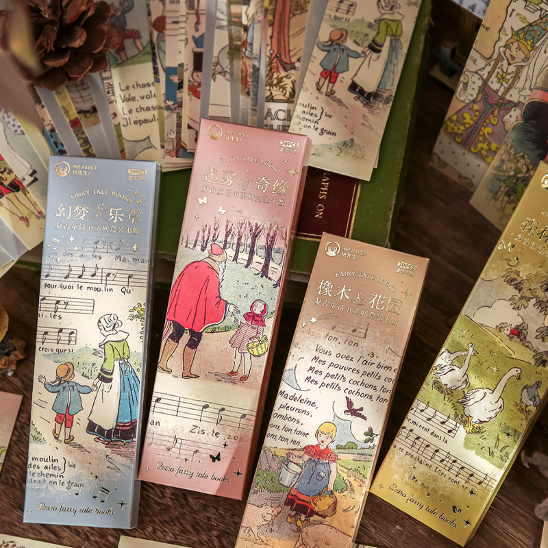 

30Pcs/bag Vintage Fairy Tale Book Series Boxed Bookmark DIY Book Page Clip Reading Note