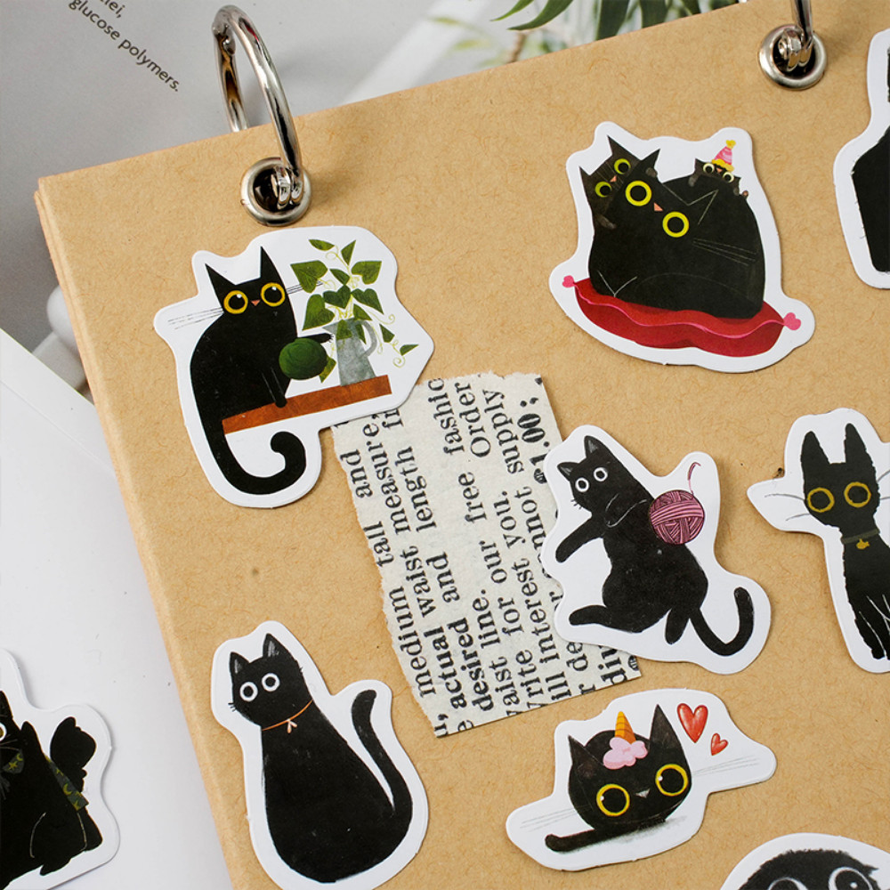 

46pcs/Box Kawaii Black Cat Stickers Items Decoration DIY Handbook Stickers Boxed Cute