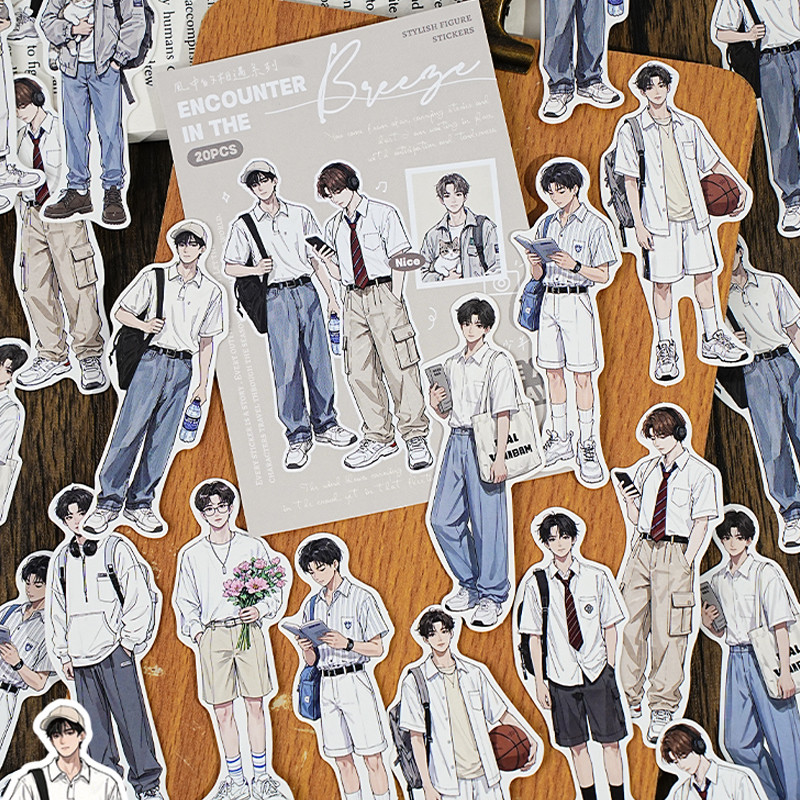 

60pcs/bag male and female characters theme hard card with adhesive stickers paper pack