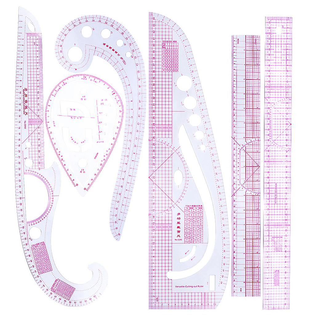 6PCS French Metric Ruler Clothing Fashion Ruler Curve Shaped Grading Rulers Sewing Tools for Sewing