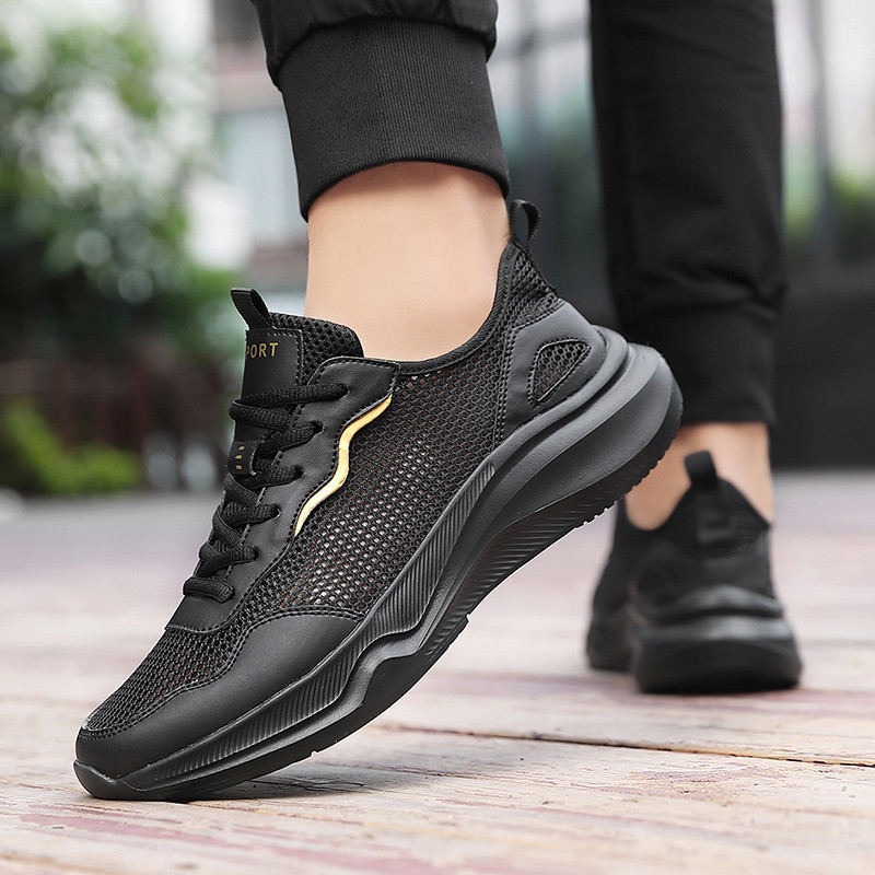Men Shoes 2024 Trend Mesh Casual Sneakers Lightweight Breathable Black Walking Flats Platform Tenis 