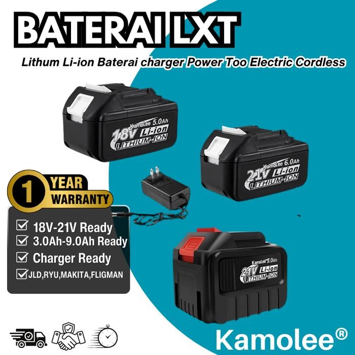 PF7W Adaptor Battery+Charger Lithium Ion Lxt Kamolee 21V/18V/16.8V/12V 3.Ah/5.0Ah/6/9Ah