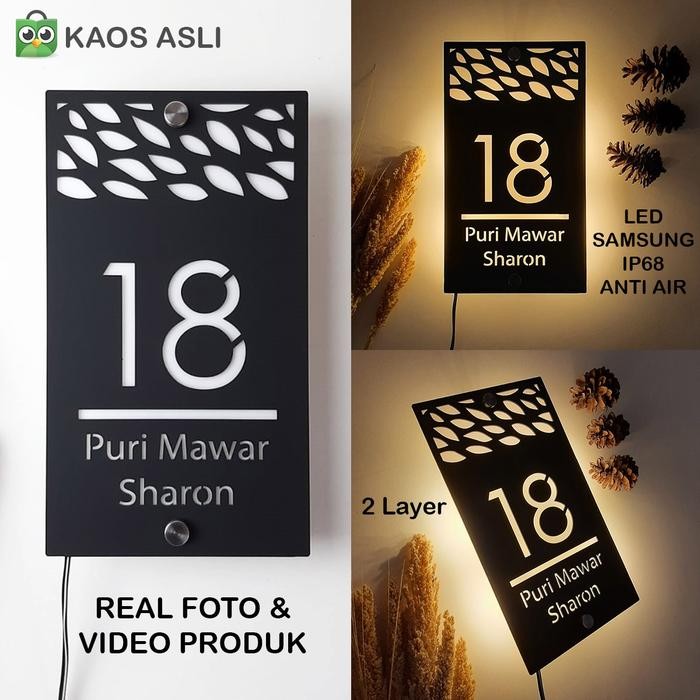 Papan Nomor Rumah Lampu LED Acrylic Hiasan Teras Rumah Akrilik