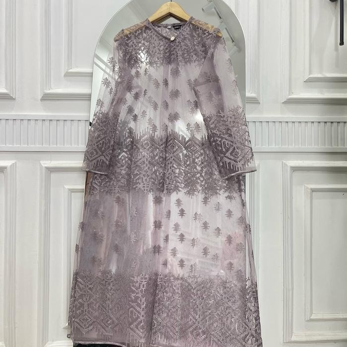 6H27 Gaia Outer Brokat Tile Panjang Wanita Cardigan Kondangan Muslim Kardigan Fit Putih