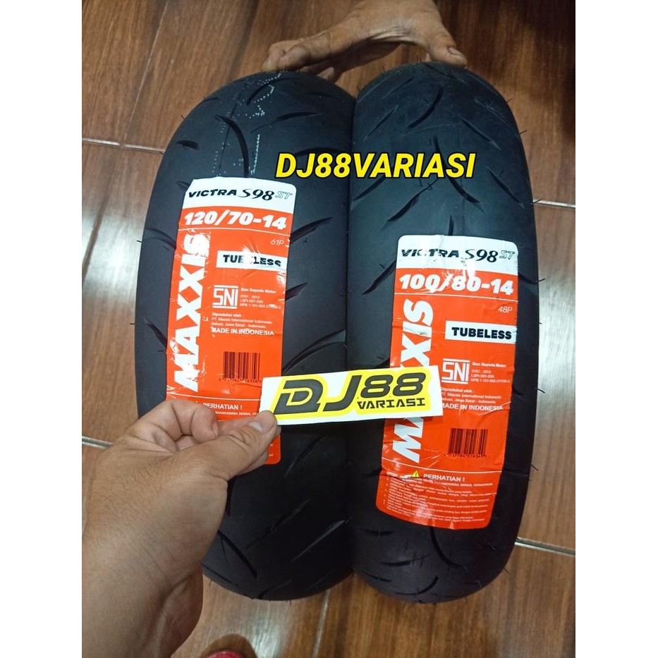 BAN MAXXIS 100/80 14 DAN 120/70 14 DEPAN BELAKANG PCX 150 LOKAL VICTRA