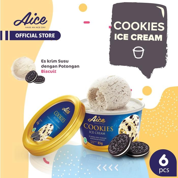 

4ZMI Aice Ice Cream Cookies Cup 65 G Isi 6 Pcs