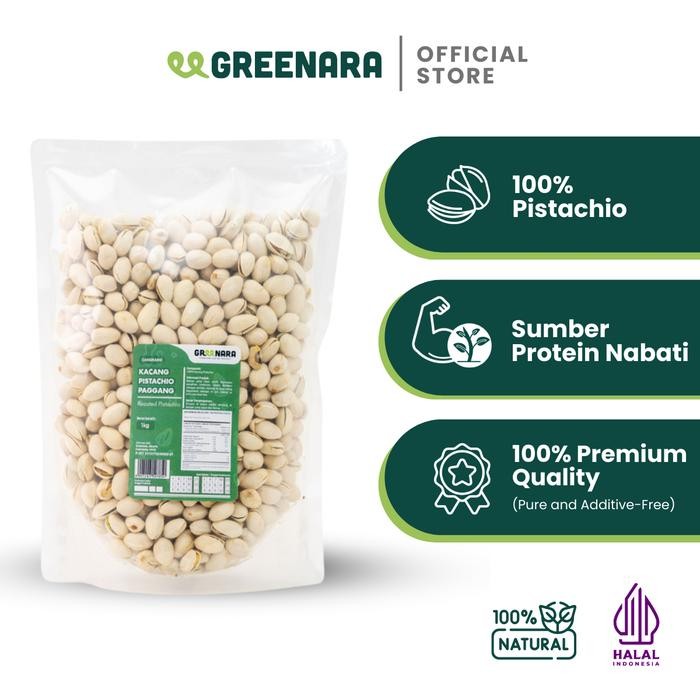 

IOI2 Greenara Kacang Pistachio Cangkang Panggang 1Kg