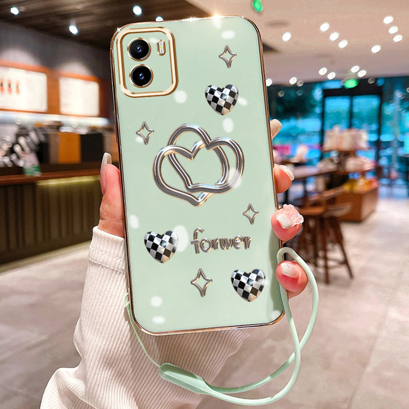 Casing Hp Untuk VIVO Y15S Y15A Y01 Case Casing Cinta ganda HP Cesing Silikon Softcase disepuh tali K
