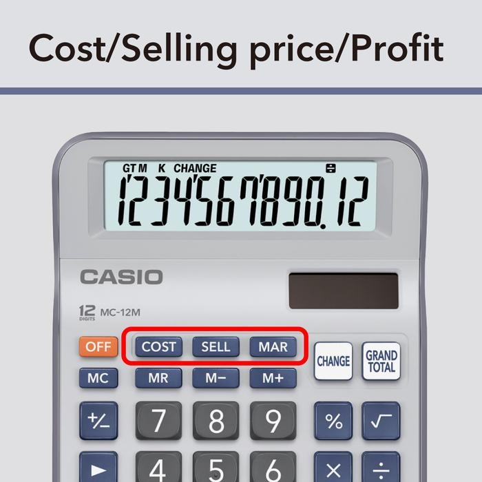 

CASIO MC-12M - KALKULATOR TOKO/DAGANG - FUNGSI KEMBALIAN - 12 DIGIT PLASTIK KEYS
