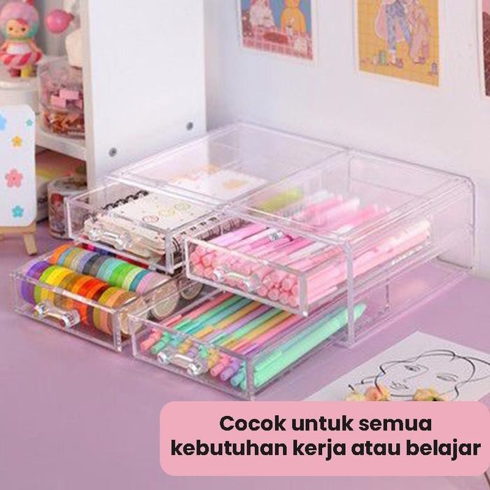 

Starlight Rak Laci Bening Tempat Pena Organizer Stationery Storage Box Meja Kotak Penyimpanan