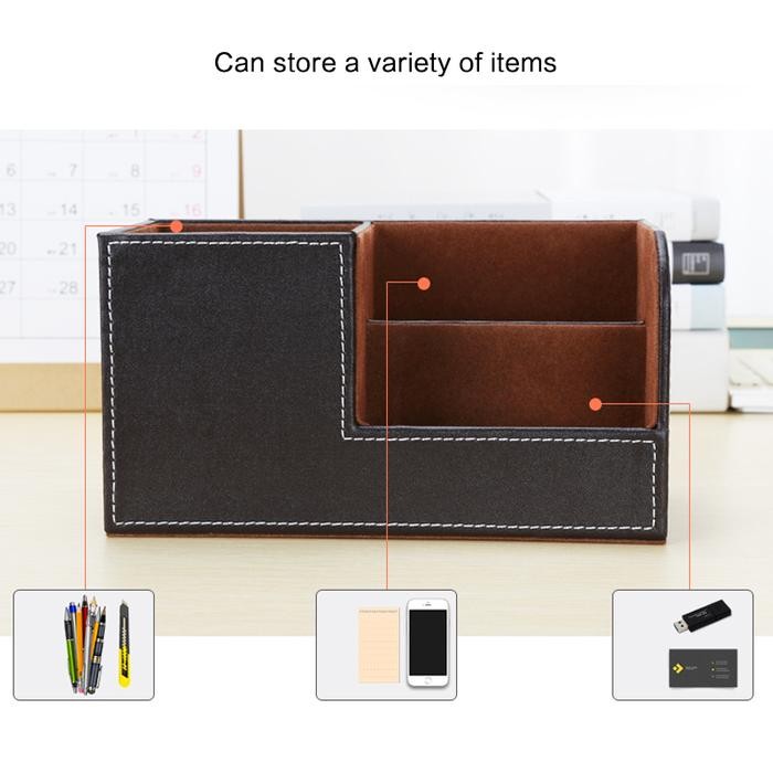 

Tempat Remote, Hp & Pulpen Business Pen Holder Leather Desktop Organizer