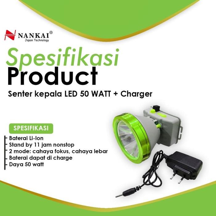 Senter Kepala LED 50 Watt + Charger