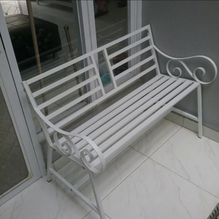 Kursi Teras, Kursi Taman Bahan Besi- Putih 100 Cm