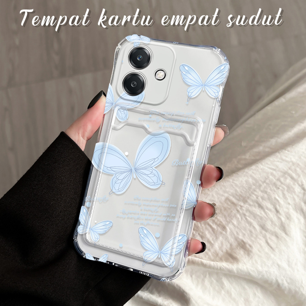 Casing Hp Untuk OPPO A3S A12E Anti Jatuh Tempat Kartu Soft Cassing Card Holder Softcase Butterfly 10