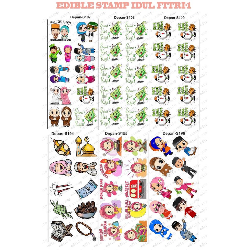

Parsel Ramadan Edible stamp Edible Sticker Stiker Makanan Promo 6pcs
