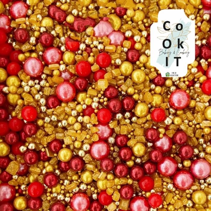 

(100Gr)Red Gold Wealth Taburan Sprinkle Cake Gula Hiasan Kue CNY Serie