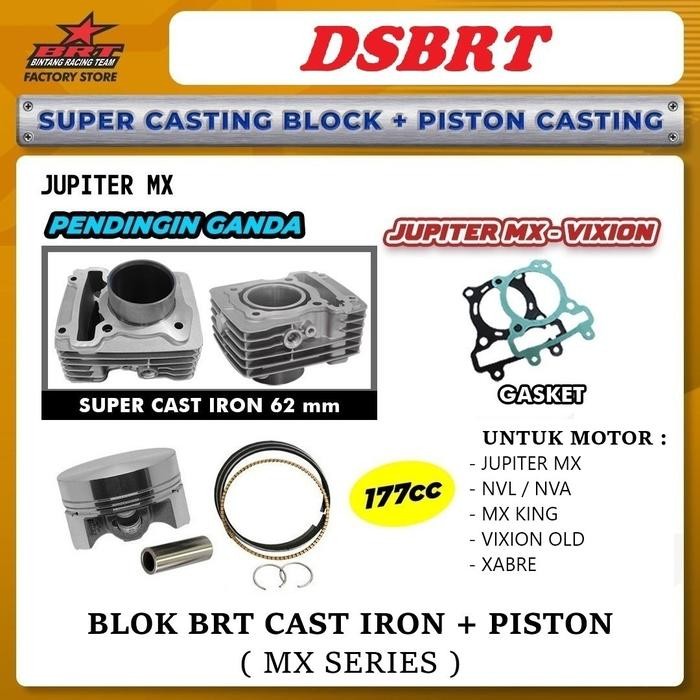 Blok Brt Bore Up Jupiter Mx Vixion Mx King Nvl Nva R15 Xabre + Piston 62 62Mm 177Cc 180Cc