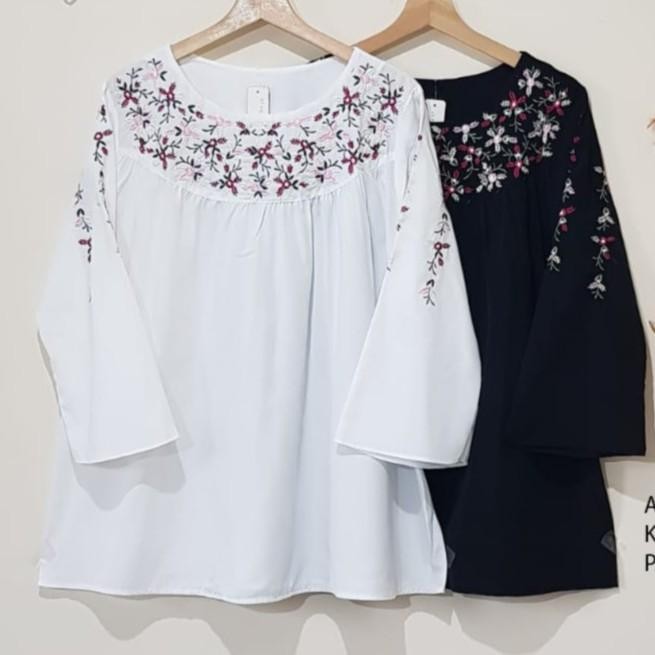 (Allthebest) ATASAN PUTIH BORDIR BIG SIZE JUMBO XXL XXXL BORDIRAN ATASAN WANITA