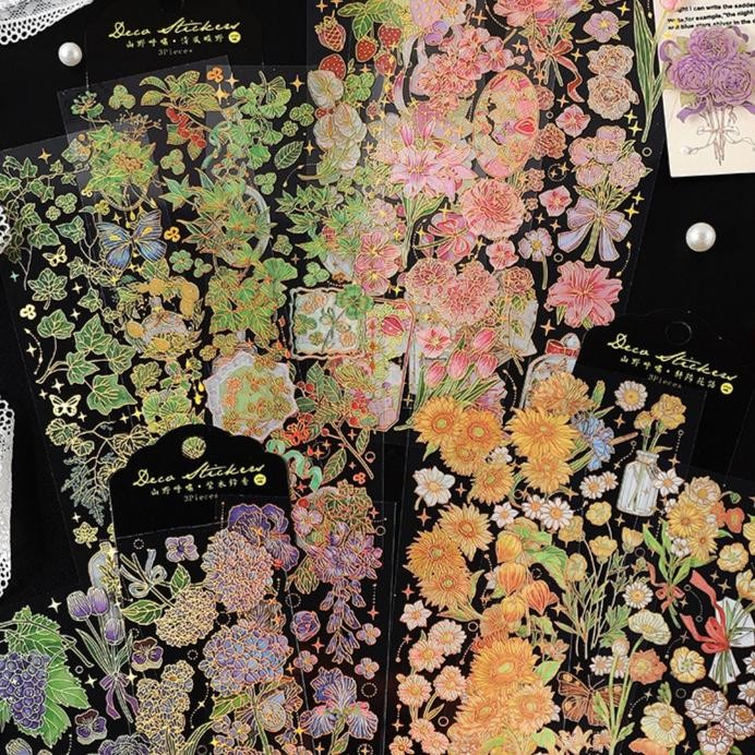 

Flower Series PET Stickers Packs - Floral Planner Stickers (3pcs)