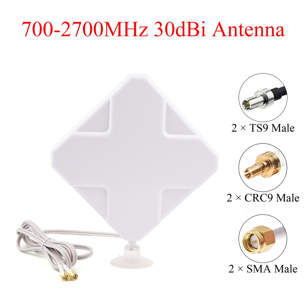 700-2700MHz Hi-Gain 30dBi Antenna 4G LTE Antenna SMA/CRC9/TS9 Male Connector RG174 2M/6.56ft Cable F