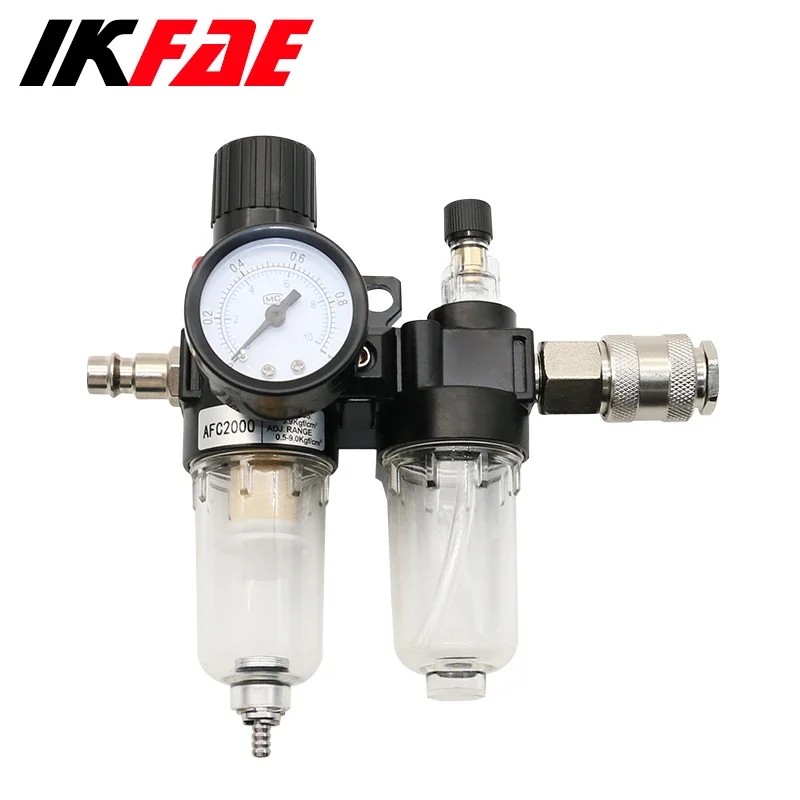 AFC2000 1/4 Air Compressor Oil Water Separator Filter Regulator Trap Airbrush Pressure Reducing Valv