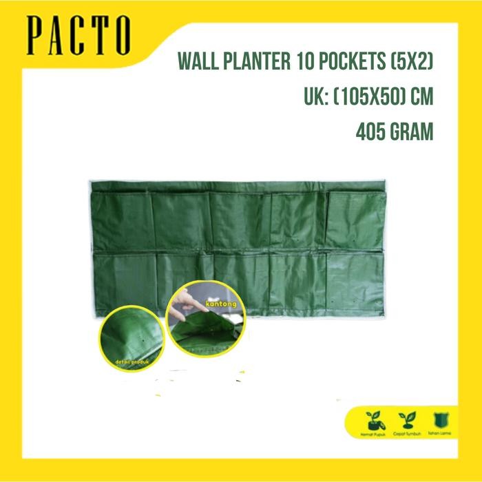 Mode Vintage Wall Planter Bag 10 Kantong Pot Dinding Hijau Planter Bag Vertical