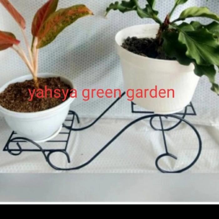 Mode Vintage Standing Pot Bunga Besi Minimalis/Rak Bunga 2 Susun