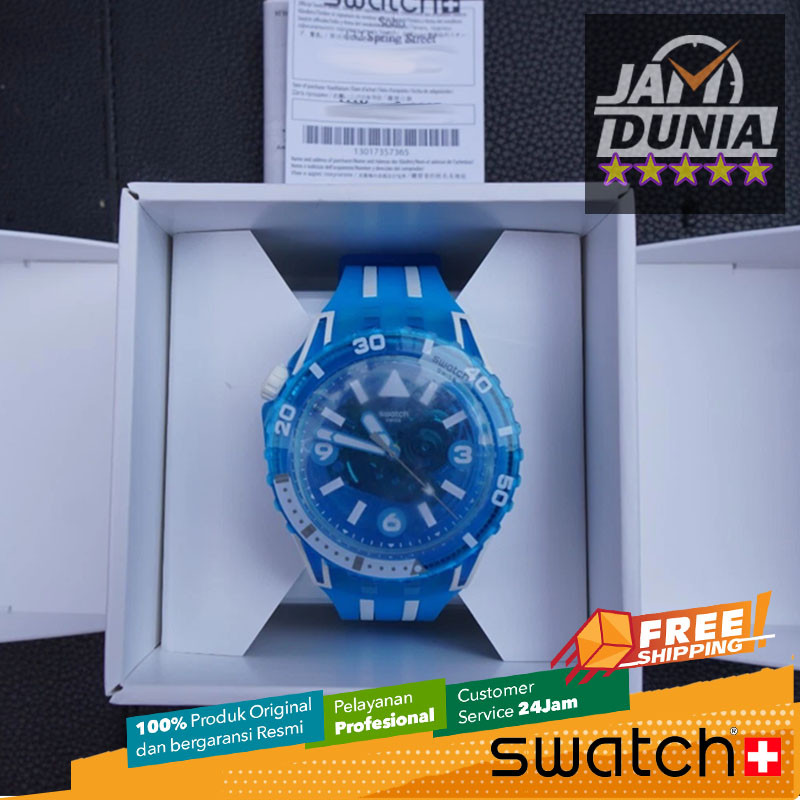 JAM TANGAN PRIA SWATCH ORIGINAL RESIN BLUE SCUBAQUA SWATCH SSCU09S100 SWATCH SSCU09 S100 JAM PRIA NG