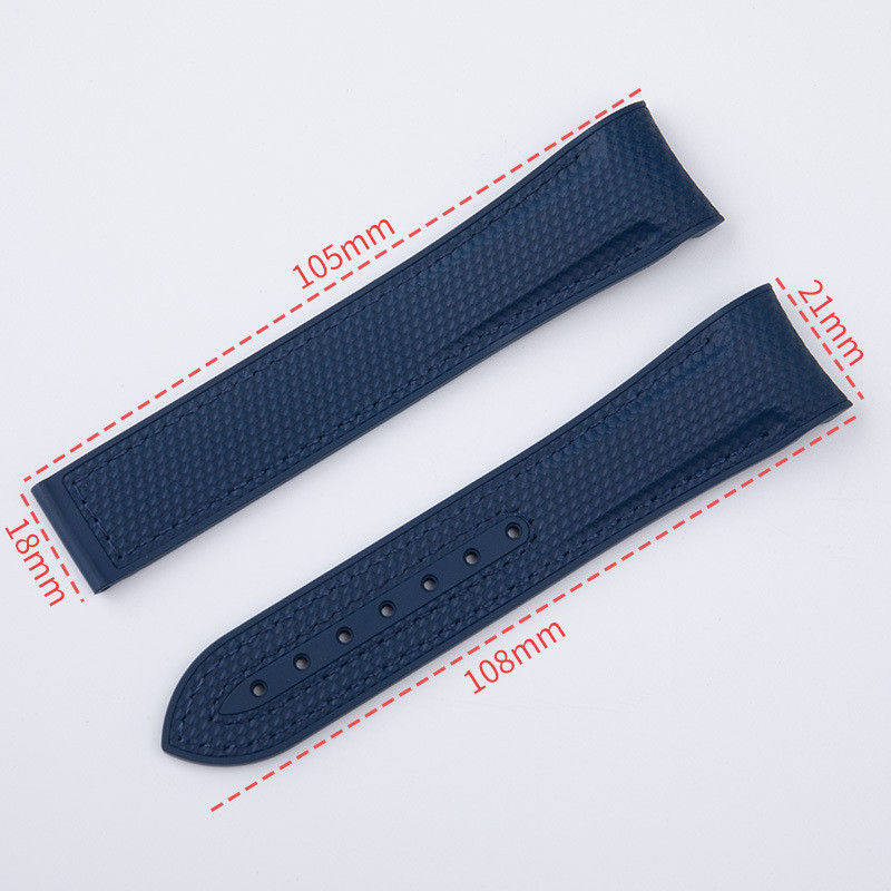 IMPORT FLUOROELASTOMER FKM 21MM ARC END WATCH STRAP FOR OMEGA SEAMASTER PLANET OCEAN 600M QUARTER