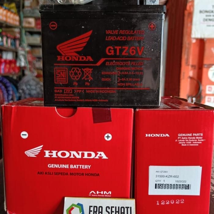 (TERLARIS) Aki Motor AHM GTZ6V Honda Genuine Part Vario 125/150,PCX,ADV (TERBAIK) (TERBARU)
