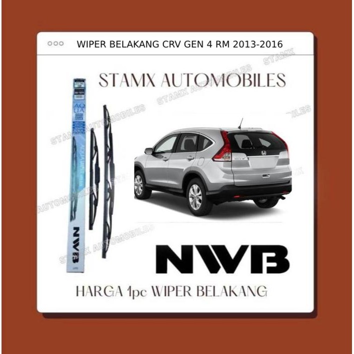 Wiper Belakang Honda Crv Gen 4 Rm 2013-2016 Original Merk Nwb Wiper