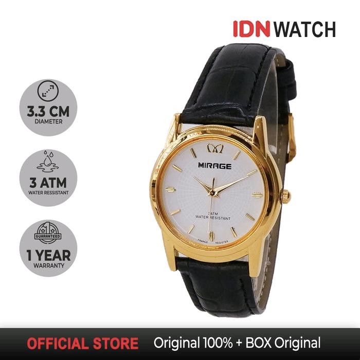 Jam Tangan Mirage Wanita Analog Terbaru Gold Kulit Anti Kerut Garansi