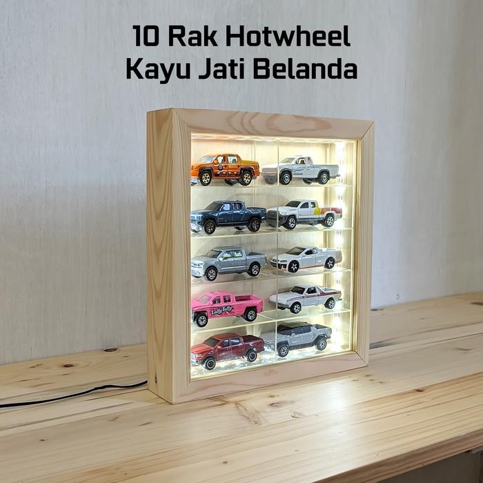10 Mobil Rak Hotwheel Premium kayu solid dan akrilik Acrylic