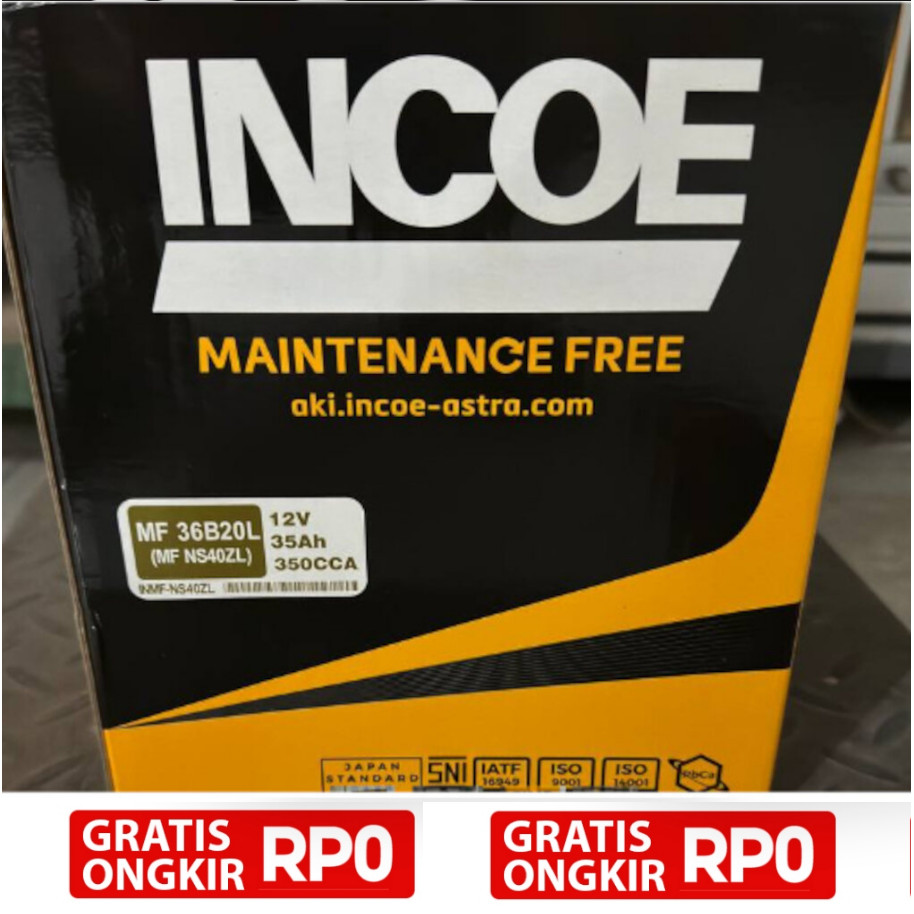 Aki Kering Incoe NS40ZL / 36B20L Incoe MF Original Asli 100%