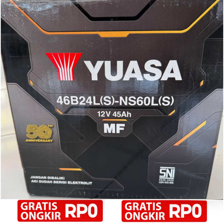 Aki Kering Yuasa NS60L(S) / 46B24L(S) Yuasa MF Original Asli 100%