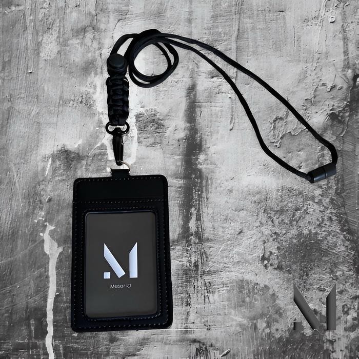 

TERLARIS Lanyard Id Card Tali Paracord 4mm Card er Kulit Sintetis 4 Slot Penyimpanan Kartu