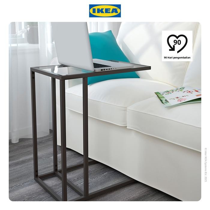 NEW IKEA VITTSJ Meja Kerja / Meja Laptop / Stand Laptop Kaca Hitam-Cokelat Minimalis 35x65cm