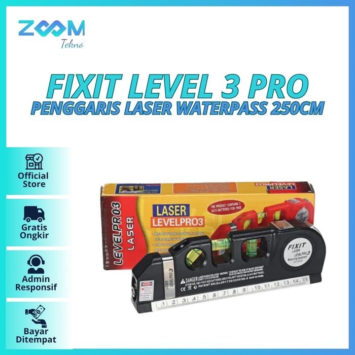 

(Imk) - Fixit Level Pro 3 Penggaris Laser Waterpass Meteran Laser 250 Cm