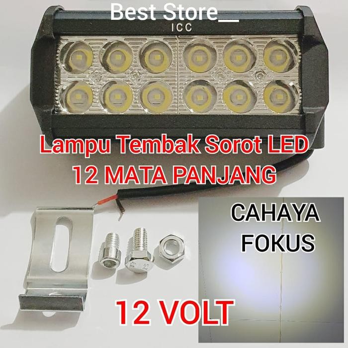 Lampu Tembak Sorot 12 MATA LED PANJANG 12 VOLT 24 WATT