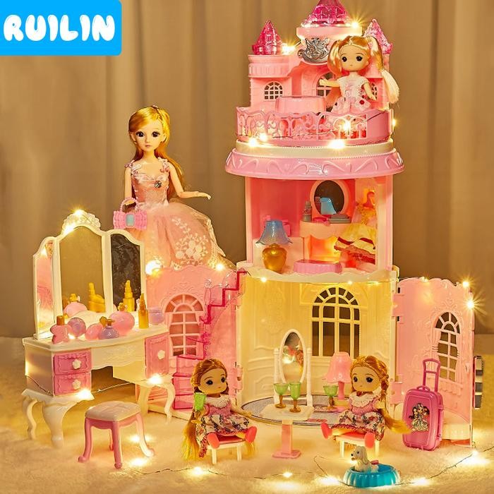 Cocomelon Toys - Mainan Princess Rumah Koper Rumah Kastil Dengan Boneka Lampu