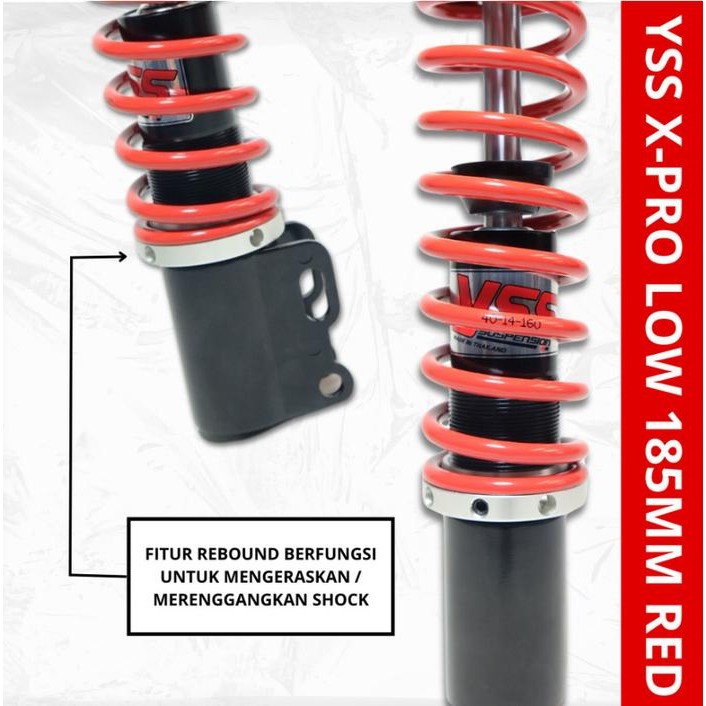 SHOCK ABSORBER YSS 185MM FRONT RED VESPA SPRINT PRIMA LX S