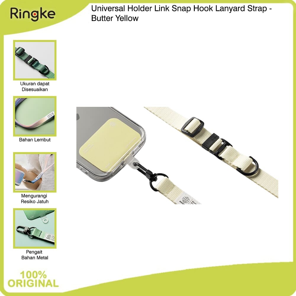 Ringke for Universal Holder Link Snap Hook Lanyard Strap Butter Yellow Kuning Tempat Pengait Strap S