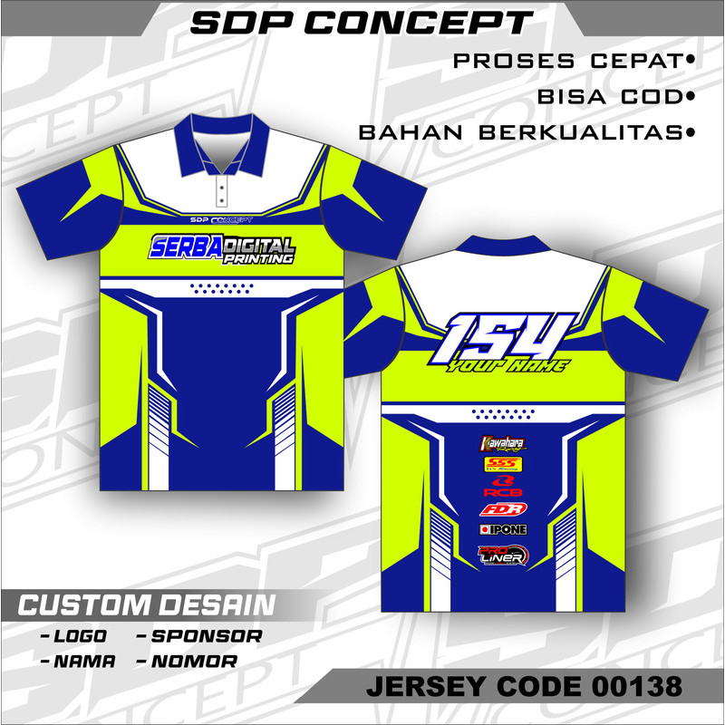 Baju Kaos Jersey Racing – Full Printing Custom Bola Futsal Basket Sepeda MTB Downhill – Lengan Panja